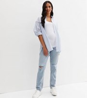 New Look Tall Maternity Pale Blue Ripped Over Bump Tori Mom Jeans